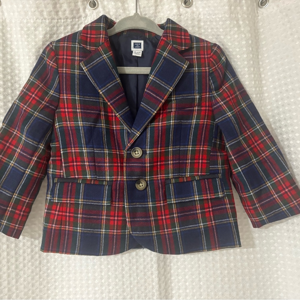 Janie & Jack Red and Blue Plaid Blazer